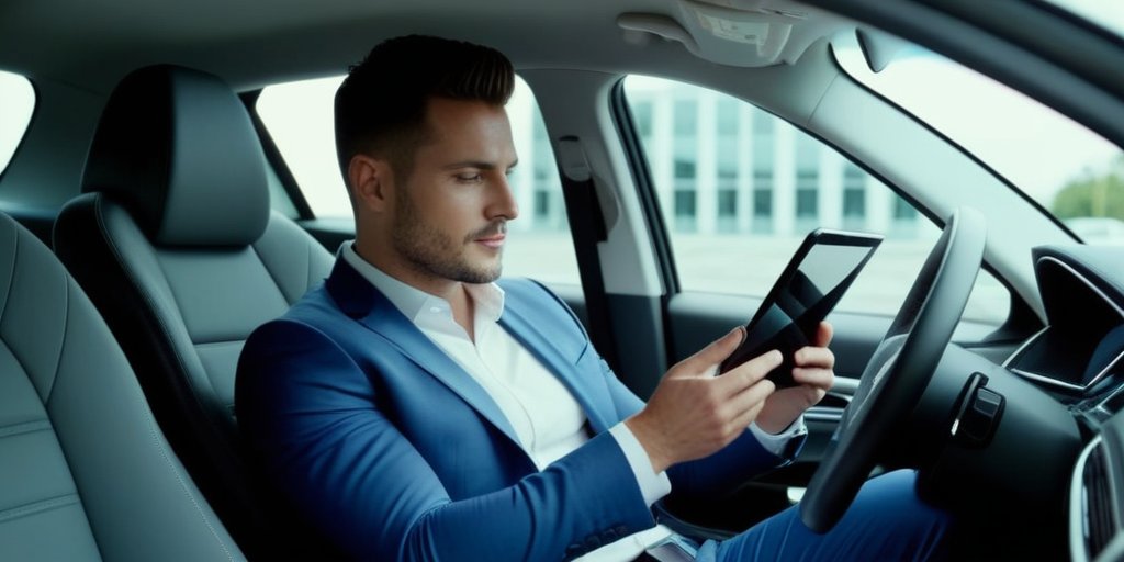 Sales rep planning territory visits on a tablet